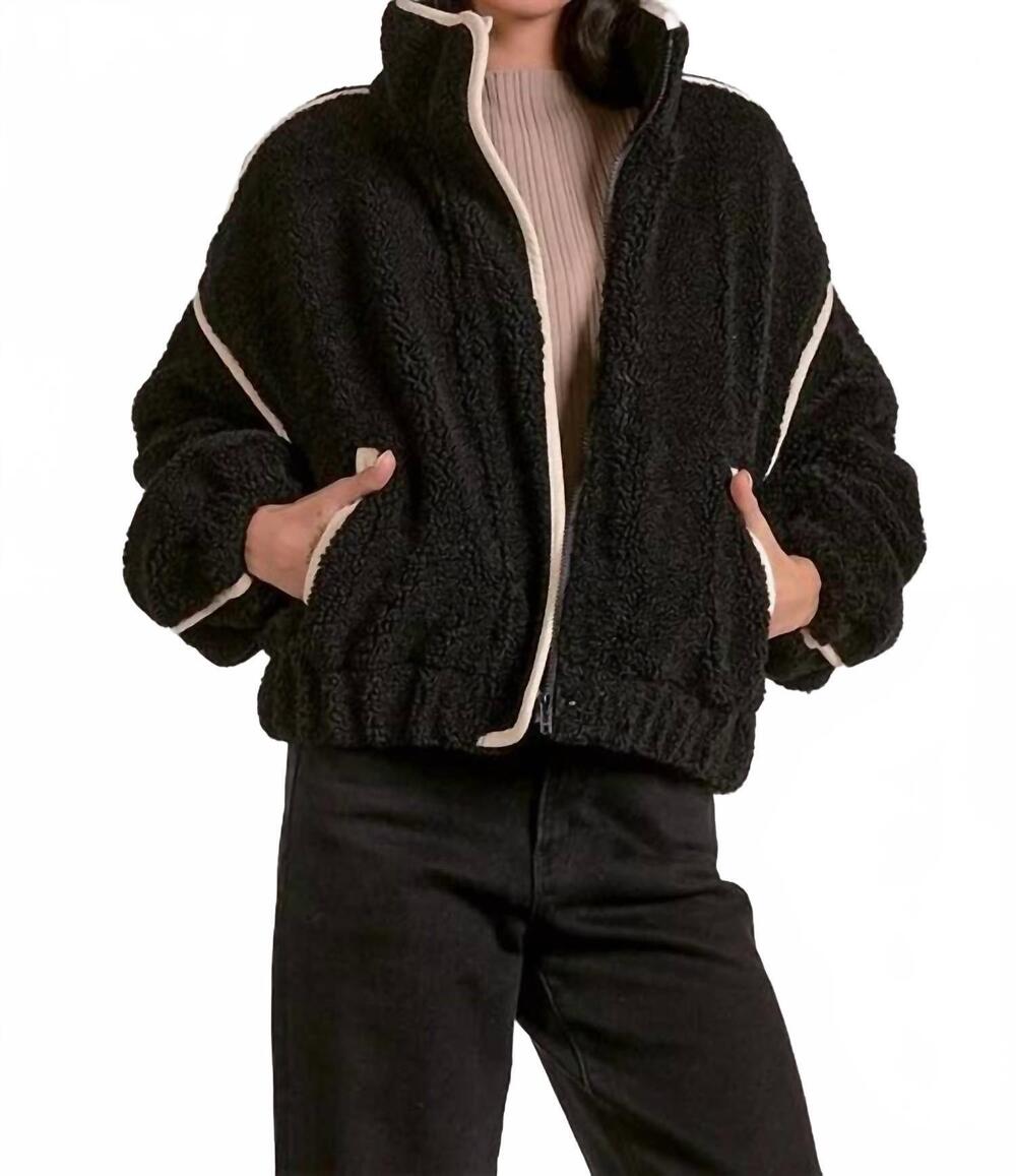 NEW ELAN slate sherpa bomber jacket in black